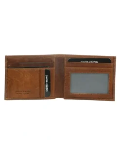 PIERRE CARDIN Italian Leather Bi-Fold Wallet in Cognac