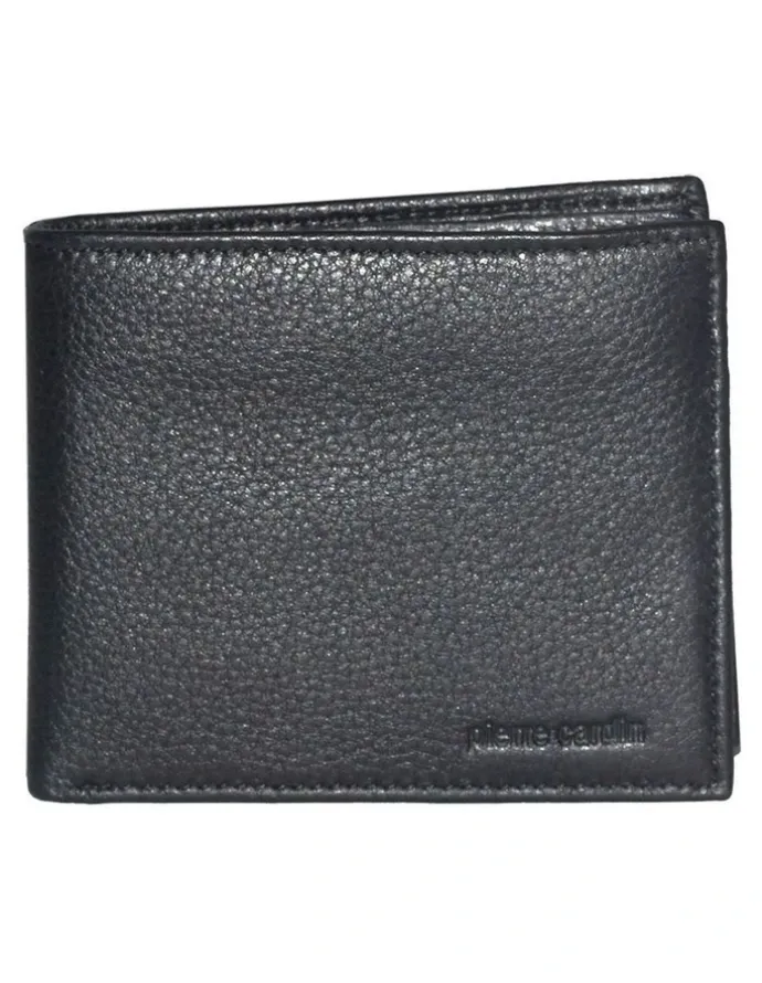 PIERRE CARDIN Italian Leather Bi-Fold Wallet in Black