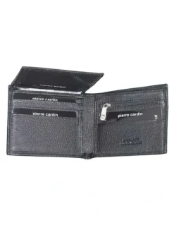 PIERRE CARDIN Italian Leather Bi-Fold Wallet in Black