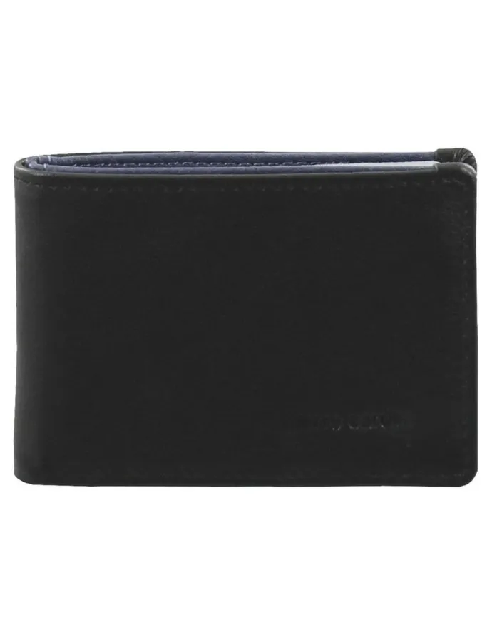 PIERRE CARDIN Italian Leather Two Tone Men's Wallet/Card Holder in Black-Navy