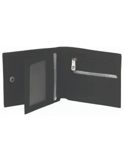PIERRE CARDIN Italian Leather Tri-Fold Wallet in Black