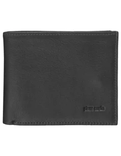 PIERRE CARDIN Italian Leather Tri-Fold Wallet in Black