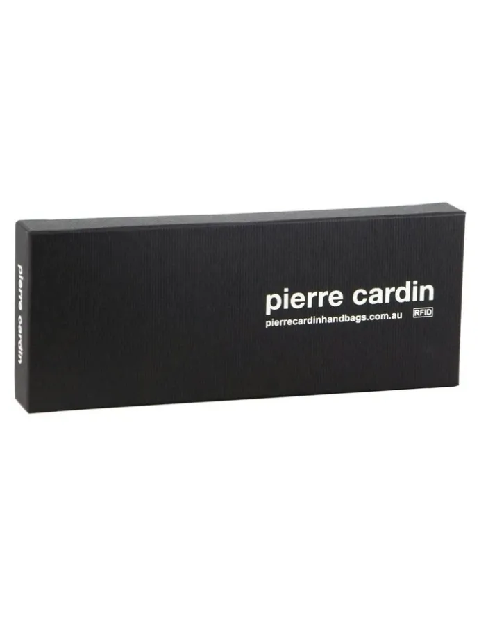 PIERRE CARDIN Italian Leather Two Tone Wallet/Card Holder in Black/Cognac