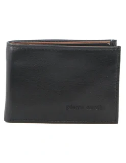 PIERRE CARDIN Italian Leather Two Tone Wallet/Card Holder in Black/Cognac