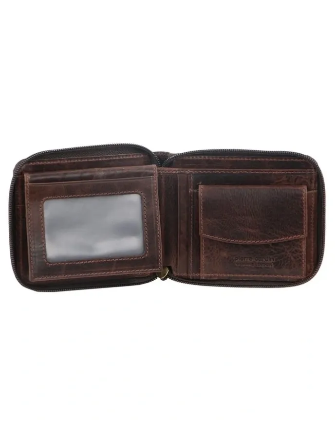 PIERRE CARDIN Italian Leather Wallet in Chocolate