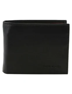 PIERRE CARDIN Italian Leather Two Tone Bi-Fold Wallet in Black/Cognac