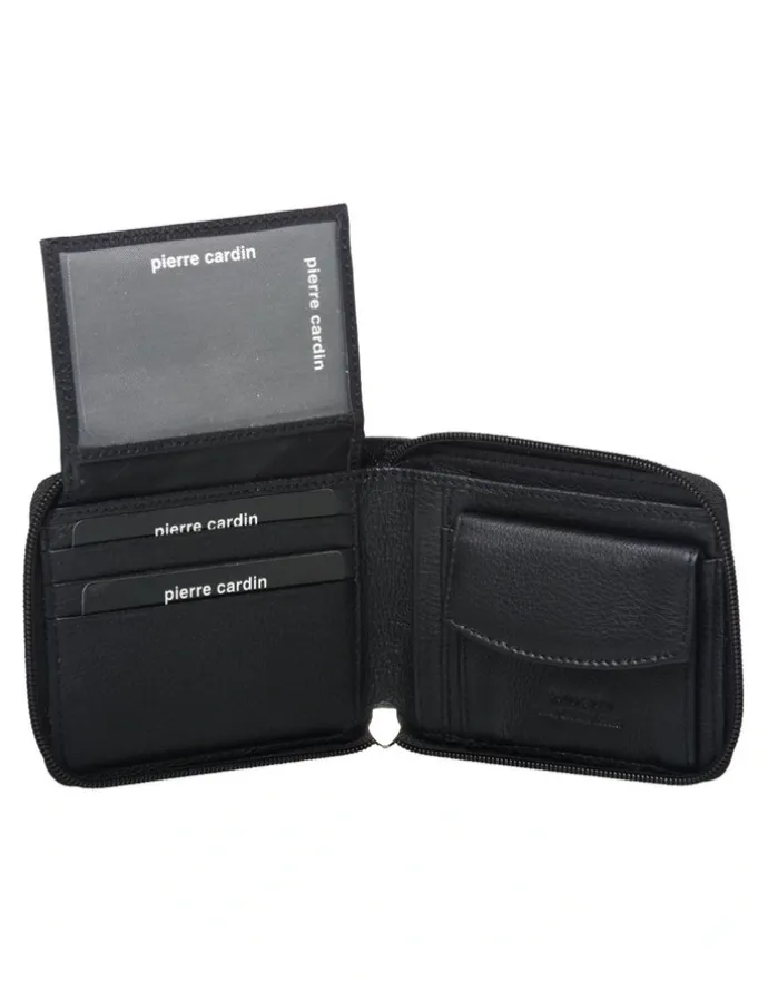 PIERRE CARDIN Italian Leather Wallet in Black