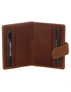 PIERRE CARDIN Leather Bi-Fold Card Holder/Wallet in Tan