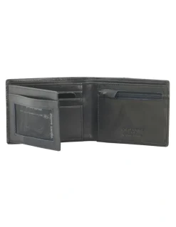 PIERRE CARDIN Leather Bi-Fold Wallet in Black