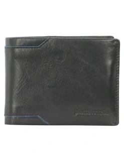 PIERRE CARDIN Leather Bi-Fold Wallet in Black