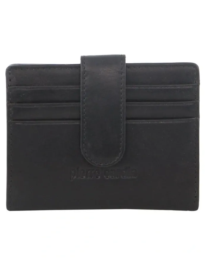 PIERRE CARDIN Leather Bi-Fold Card Holder/Wallet in Black