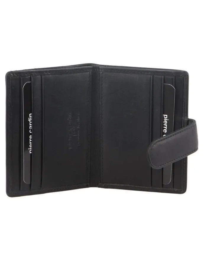 PIERRE CARDIN Leather Bi-Fold Card Holder/Wallet in Black