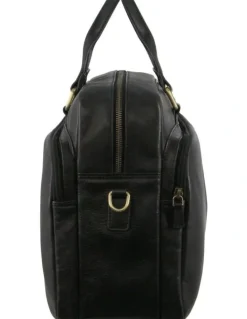 PIERRE CARDIN Leather Business Computer Bag in Black