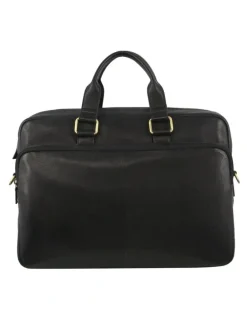 PIERRE CARDIN Leather Business Computer Bag in Black