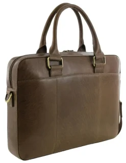 PIERRE CARDIN Leather Business Satchel Bag in Oak