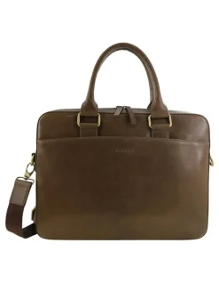 PIERRE CARDIN Leather Business Satchel Bag in Oak
