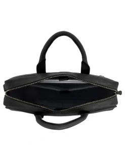 PIERRE CARDIN Leather Classic Messenger/Computer Bag in Black
