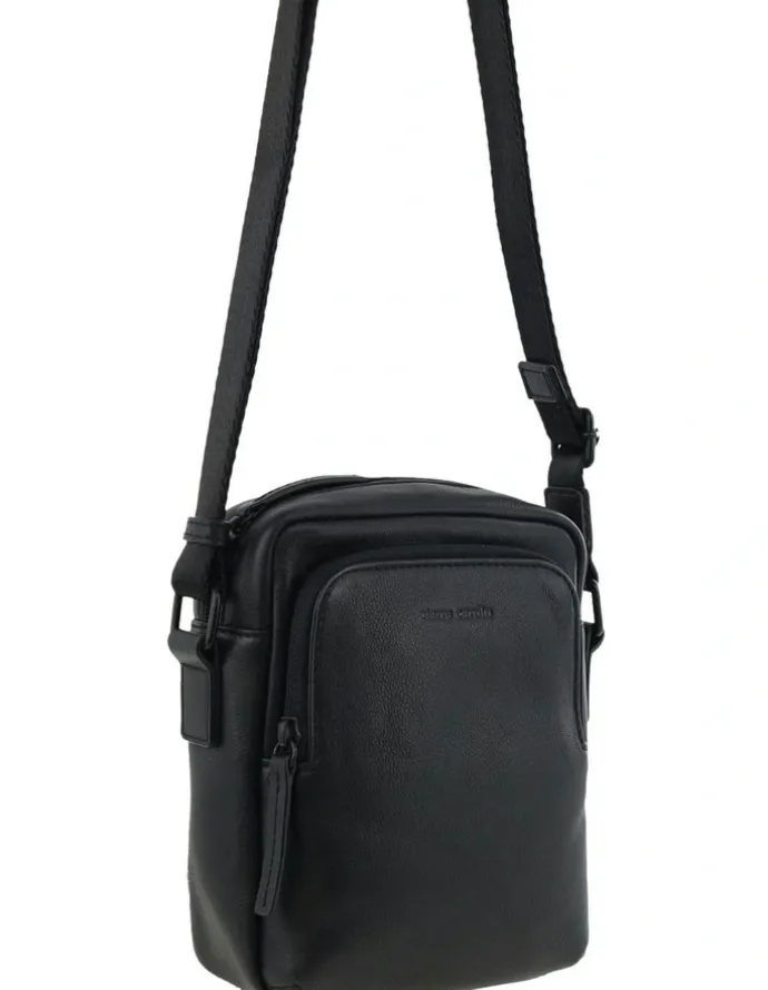 PIERRE CARDIN Leather Classic Crossbody Bag in Black