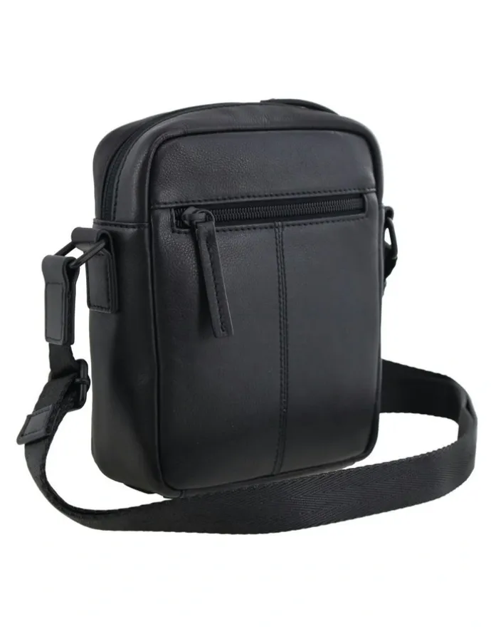 PIERRE CARDIN Leather Classic Crossbody Bag in Black