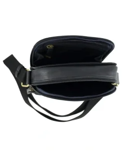PIERRE CARDIN Leather Compact Crossbody Bag in Black