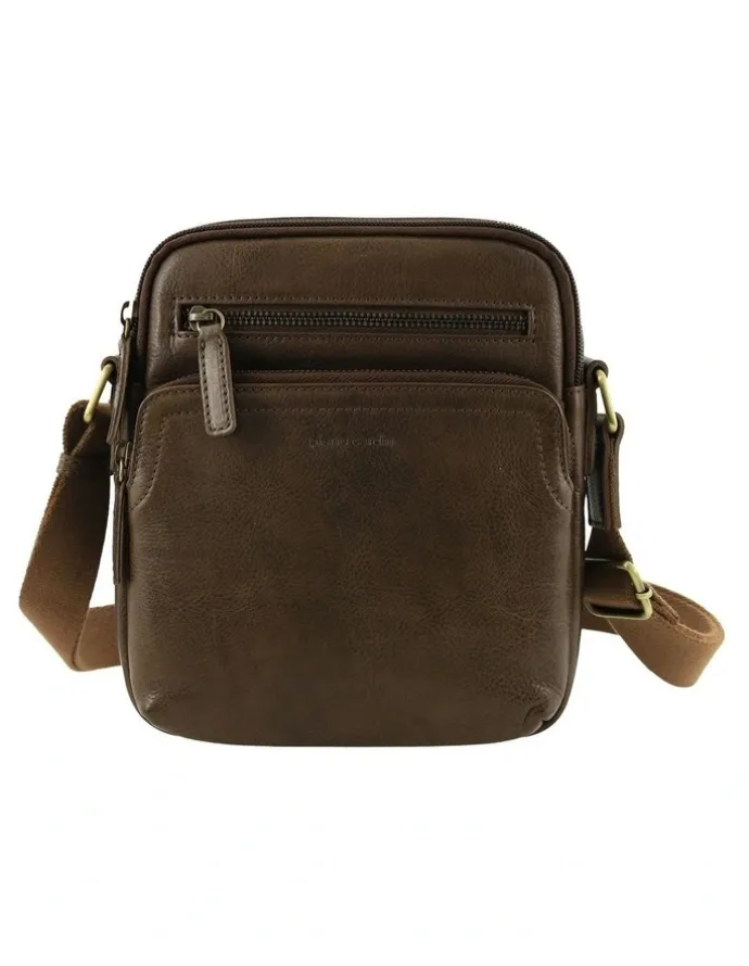PIERRE CARDIN Leather Compact Crossbody Bag in Oak