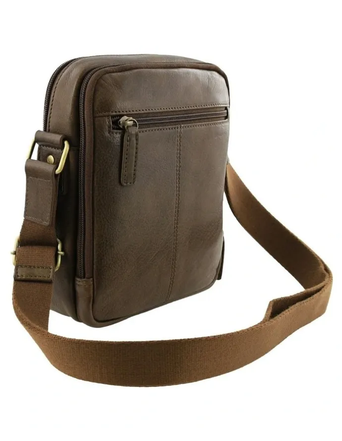 PIERRE CARDIN Leather Compact Crossbody Bag in Oak