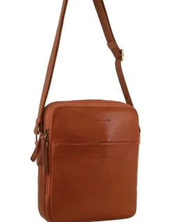 PIERRE CARDIN Leather Cross-Body Bag in Cognac