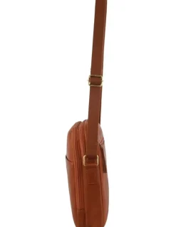 PIERRE CARDIN Leather Cross-Body Bag in Cognac