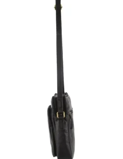 PIERRE CARDIN Leather Cross-Body Bag in Black