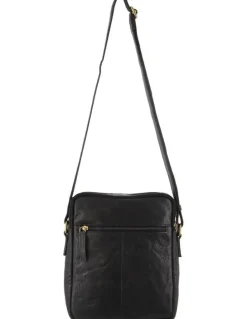 PIERRE CARDIN Leather Cross-Body Bag in Black