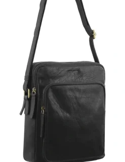 PIERRE CARDIN Leather Cross-Body Bag in Black