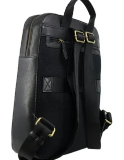 PIERRE CARDIN Leather Functional Business/Laptop Backpack in Black