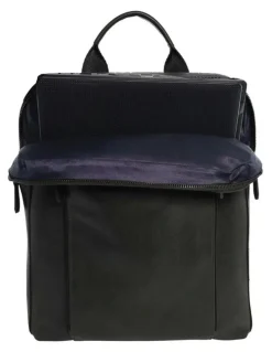 PIERRE CARDIN Leather Functional Business/Laptop Backpack in Black