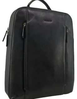 PIERRE CARDIN Leather Functional Business/Laptop Backpack in Black