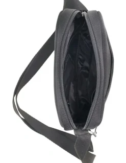PIERRE CARDIN Leather iPad Bag in Black