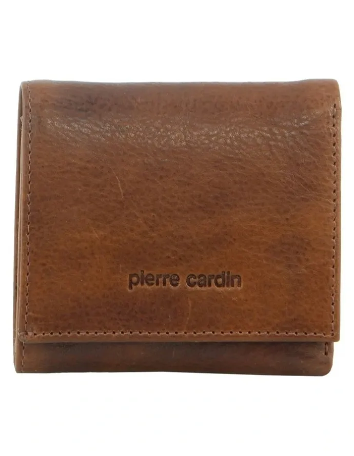 PIERRE CARDIN Leather Men's Tri-Fold Wallet in Cognac