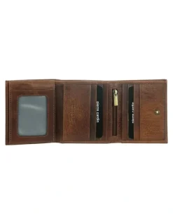 PIERRE CARDIN Leather Men's Tri-Fold Wallet in Cognac