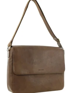 PIERRE CARDIN Leather Messenger Bag in Oak