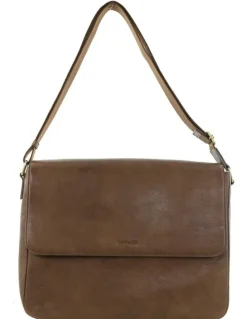 PIERRE CARDIN Leather Messenger Bag in Oak