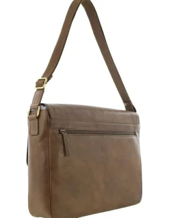 PIERRE CARDIN Leather Messenger Bag in Oak