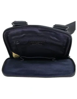 PIERRE CARDIN Leather Multi-Compartment Crossbody Bag in Black