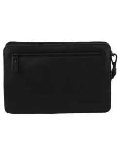 PIERRE CARDIN Leather Multi Compartment Organizer Bag in Black