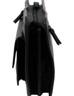 PIERRE CARDIN Leather Multi Compartment Organizer Bag in Black