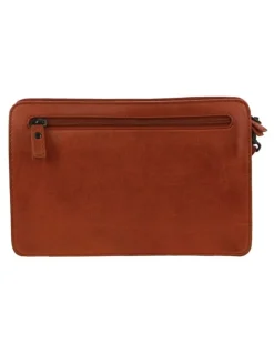 PIERRE CARDIN Leather Multi Compartment Organiser Bag in Cognac