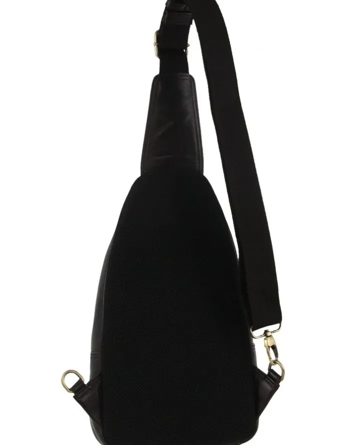 PIERRE CARDIN Leather Sling Bag in Black