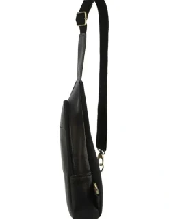 PIERRE CARDIN Leather Sling Bag in Black