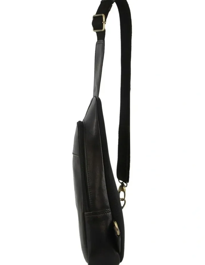 PIERRE CARDIN Leather Sling Bag in Black