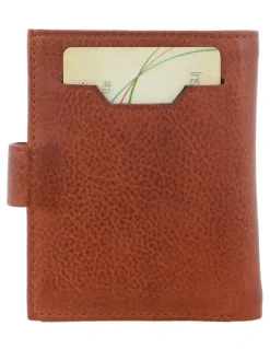 PIERRE CARDIN Leather Smart Slide Card Holder Tab Wallet in Tan