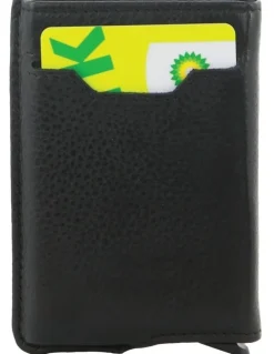 PIERRE CARDIN Leather Smart Slide Card Holder Tab Wallet in Black