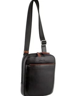 PIERRE CARDIN Leather Unisex Cross-Body Bag in Black